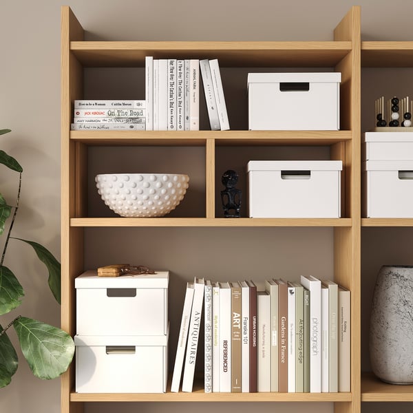 FJÄDERHARV קופסת אחסון עם מכסה, לבן, 25x35x16 ס"מ