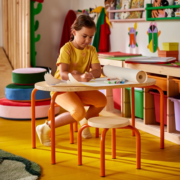GREJSIMOJS שולחן ילדים, עץ/כתום, 84x42 ס"מ