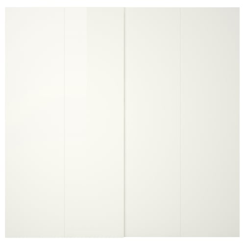 HASVIK זוג דלתות הזזה, מבריק לבן, 200x236 ס"מ
