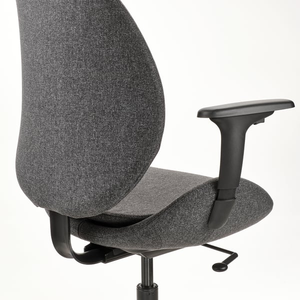 HATTEFJÄLL כיסא משרדי עם ידיות, Gunnared אפור כהה/שחור