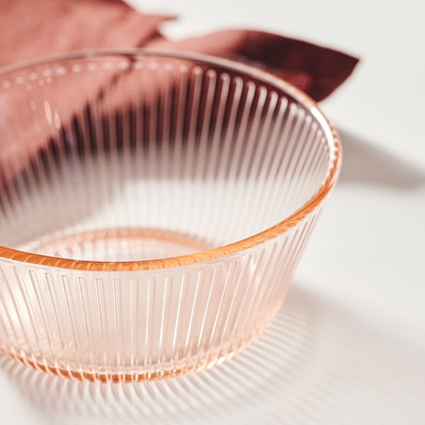 HAVSGÄDDA קערה, דוגמת פסים/ורוד, 12 ס"מ