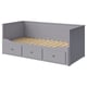 HEMNES מיטה נפתחת עם 3 מגירות, אפור, 80x200 ס"מ