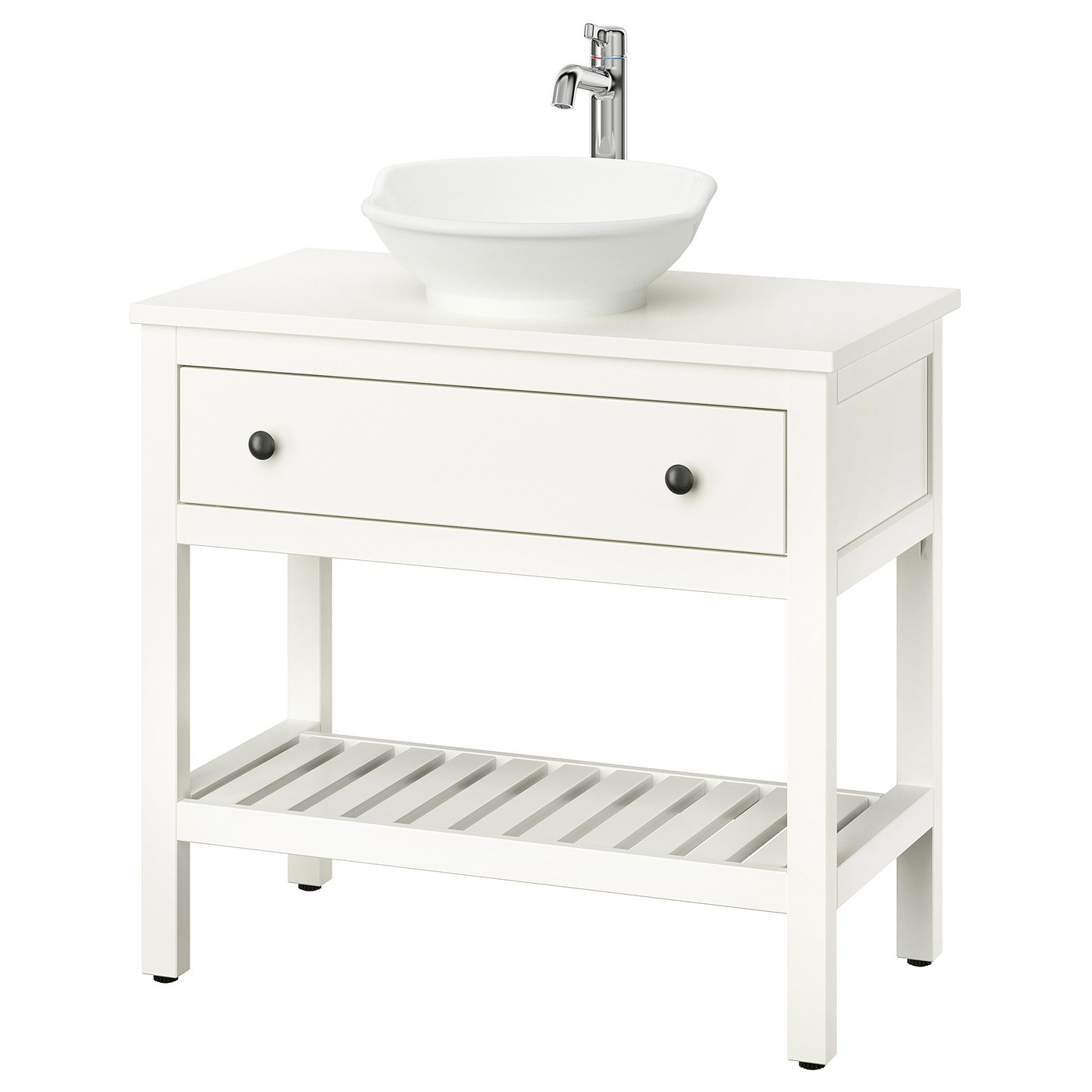 HEMNES / VÄSTERSJÖN ארון תחתון פתוח לכיור עם מגירה/כיור, לבן, ‎82x48x90 ס"מ‏
