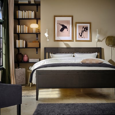 IDANÄS מסגרת מיטה, חום כהה צבוע, ‎140x200 ס"מ‏