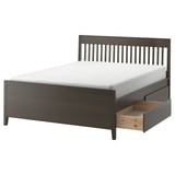 IDANÄS מסגרת מיטה עם תא אחסון, חום כהה צבוע, 160x200 ס"מ