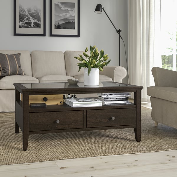 IDANÄS שולחן קפה, חום כהה צבוע, 107x55 ס"מ