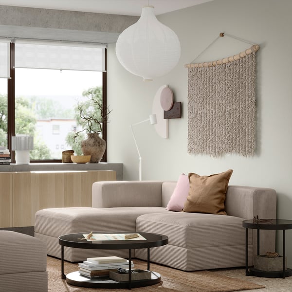 JÄTTEBO ספה 2.5 מושבים מודולרית עם שזלונג, שמאל/Samsala אפור-בז'