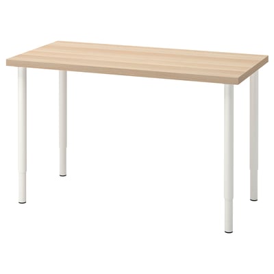 LAGKAPTEN / OLOV שולחן כתיבה, גוון אלון מולבן/לבן, ‎120x60 ס"מ‏