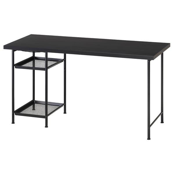 LAGKAPTEN / SPÄND שולחן כתיבה, שחור-חום/שחור, 140x60 ס"מ