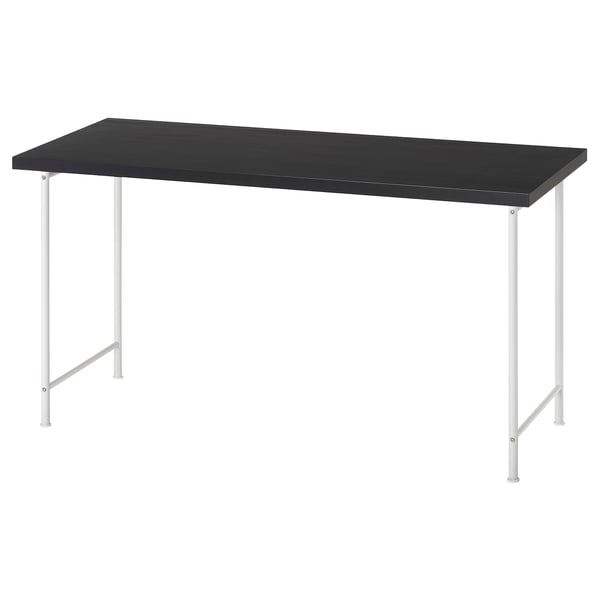 LAGKAPTEN / SPÄND שולחן כתיבה, שחור-חום/לבן, 140x60 ס"מ
