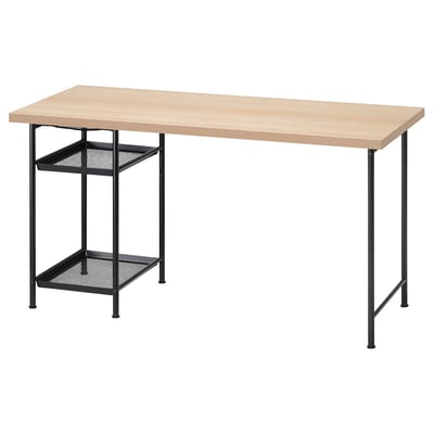 LAGKAPTEN / SPÄND שולחן כתיבה, גוון אלון מולבן/שחור, 140x60 ס"מ