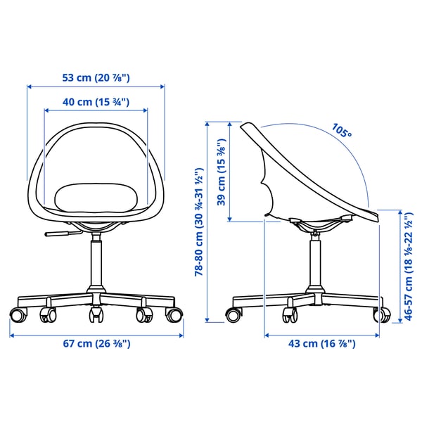 LOBERGET / MALSKÄR כיסא מסתובב+כרית מושב, לבן/אפור כהה