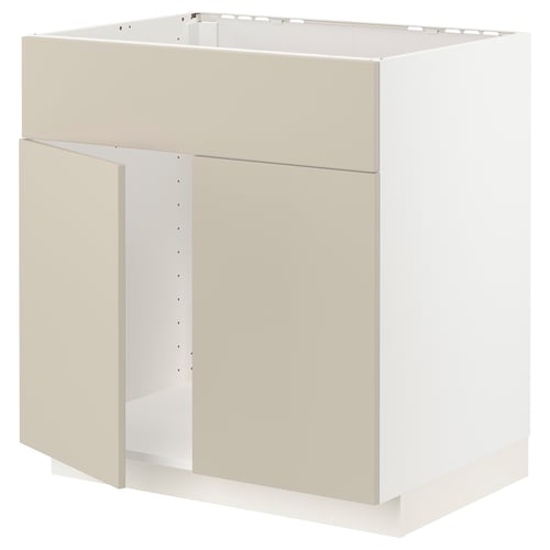 METOD ארון תחתון לכיור עם 2 דלתות/חזית, לבן/Havstorp בז', 80x60 ס"מ