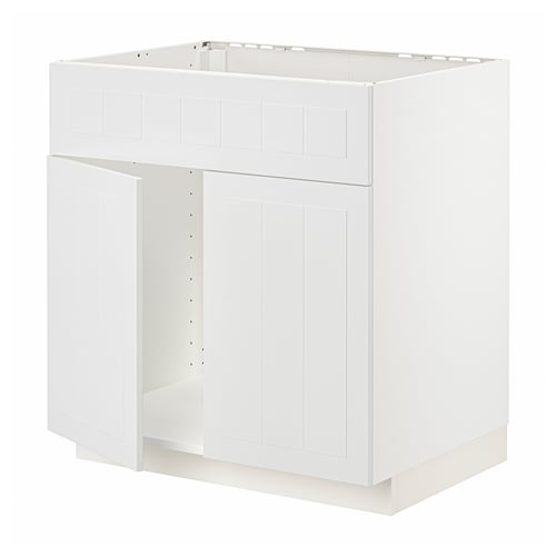 METOD ארון תחתון לכיור עם 2 דלתות/חזית, לבן/Stensund לבן, 80x60 ס"מ
