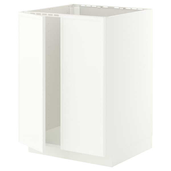 METOD ארון תחתון לכיור+2 דלתות, לבן/Aspudden לבן מט, 60x60 ס"מ