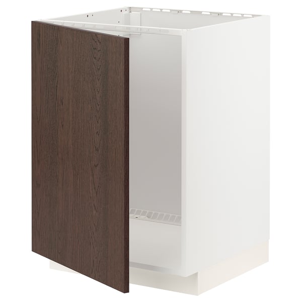 METOD ארון תחתון לכיור, לבן/Sinarp חום, 60x60 ס"מ