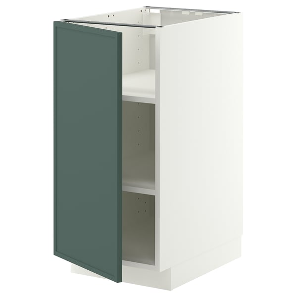 METOD ארון תחתון עם מדפים, לבן/Aspudden אפור כהה-ירוק, 40x60 ס"מ