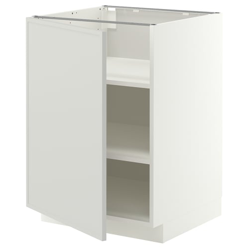 METOD ארון תחתון עם מדפים, לבן/Aspudden אפור בהיר, 60x60 ס"מ