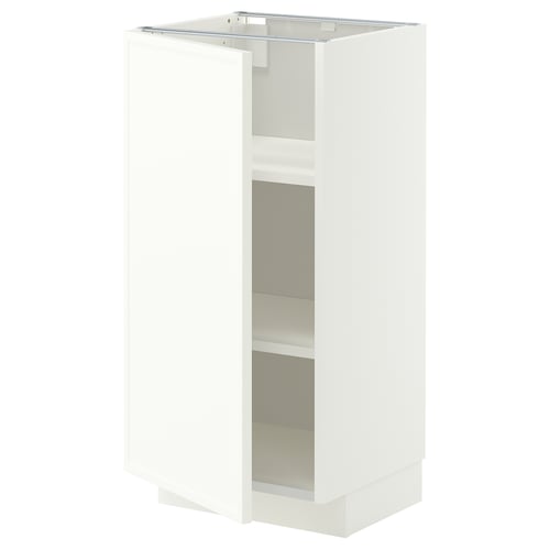 METOD ארון תחתון עם מדפים, לבן/Aspudden לבן מט, 40x37 ס"מ