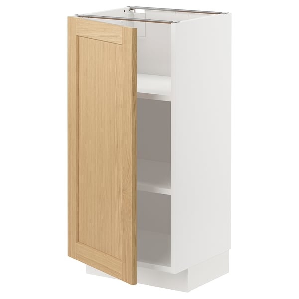 METOD ארון תחתון עם מדפים, לבן/Forsbacka אלון, 40x37 ס"מ