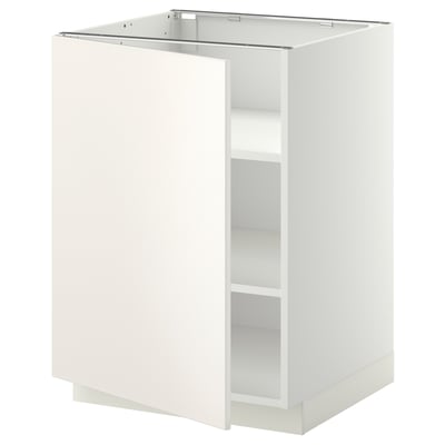 METOD ארון תחתון עם מדפים, לבן/Veddinge לבן, 60x60 ס"מ