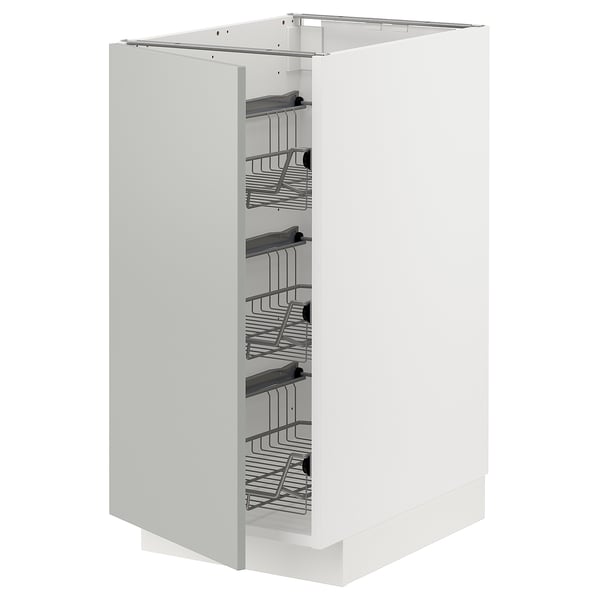 METOD ארון תחתון עם סלסילות רשת, לבן/Havstorp אפור בהיר, 40x60 ס"מ