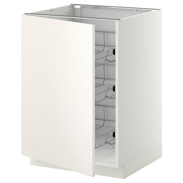 METOD ארון תחתון עם סלסילות רשת, לבן/Veddinge לבן, 60x60 ס"מ