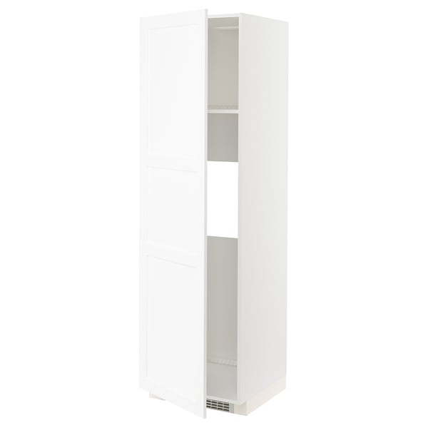 METOD ארון גבוה למקרר/מקפיא עם דלת, לבן Enköping/לבן גוון עץ, 60x60x200 ס"מ