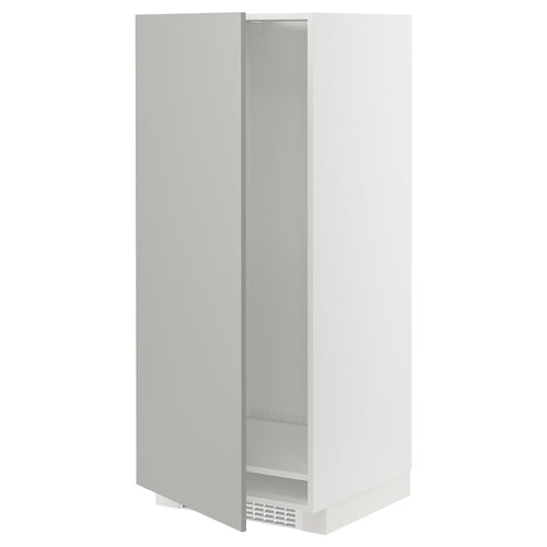 METOD ארון גבוה למקרר/מקפיא, לבן/Havstorp אפור בהיר, 60x60x140 ס"מ