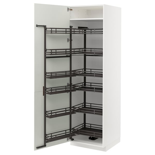METOD ארון גבוה עם מזווה נשלף, לבן/Bodbyn אוף-ווייט, 60x60x200 ס"מ