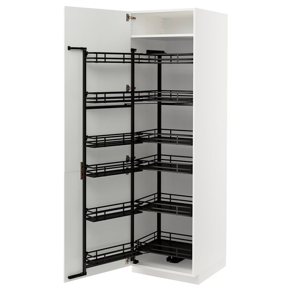 METOD ארון גבוה עם מזווה נשלף, לבן/Stensund לבן, 60x60x200 ס"מ
