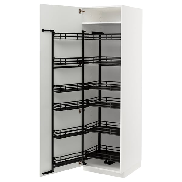 METOD ארון גבוה עם מזווה נשלף, לבן/Stensund לבן, 60x60x200 ס"מ