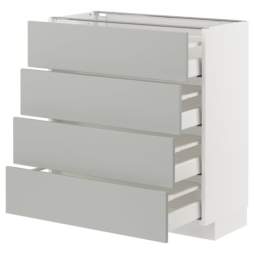METOD / MAXIMERA ארון תחתון 4 חזיתות/4 מגירות, לבן/Havstorp אפור בהיר, 80x37 ס"מ