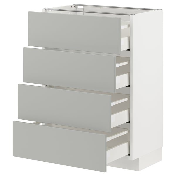 METOD / MAXIMERA ארון תחתון 4 חזיתות/4 מגירות, לבן/Havstorp אפור בהיר, 60x37 ס"מ