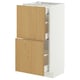 METOD / MAXIMERA ארון תחתון+2 חזיתות/3 מגירות, לבן/Sinarp פורניר אלון, 40x37 ס"מ