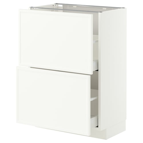 METOD / MAXIMERA ארון תחתון עם 2 מגירות, לבן/Aspudden לבן מט, 60x37 ס"מ