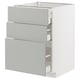 METOD / MAXIMERA ארון תחתון עם 3 מגירות, לבן/Havstorp אפור בהיר, 60x60 ס"מ