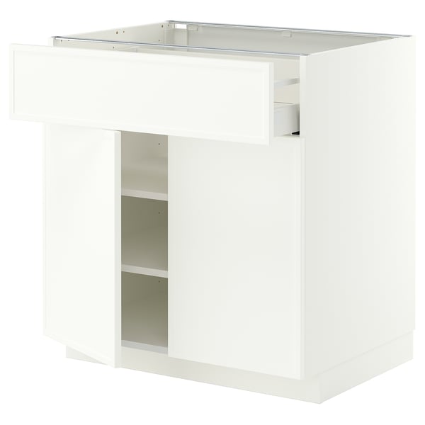 METOD / MAXIMERA ארון תחתון עם מגירה/2 דלתות, לבן/Aspudden לבן מט, 80x60 ס"מ
