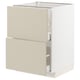 METOD / MAXIMERA ארון תחתון 2 חזיתות/2 מגירות גבוהות, לבן/Havstorp בז', 60x60 ס"מ