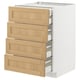 METOD / MAXIMERA ארון תחתון 4חז/2מגירה נמוכה/3בינוני, לבן/Forsbacka אלון, 60x60 ס"מ