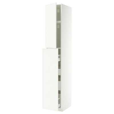 METOD / MAXIMERA ארון עליון עם דלת/4 מגירות, לבן/Aspudden לבן מט, ‎40x60x240 ס"מ‏