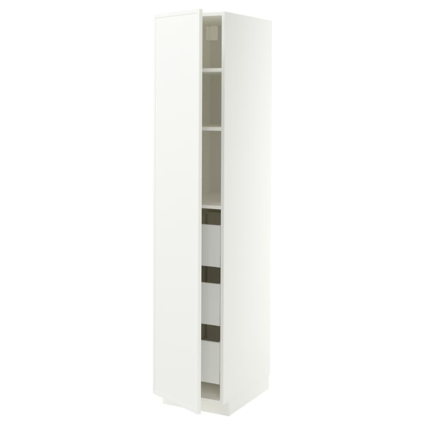 METOD / MAXIMERA ארון גבוה עם מגירות, לבן/Aspudden לבן מט, 40x60x200 ס"מ