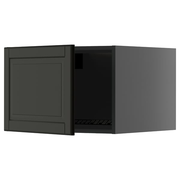 METOD ארון עליון למקרר/מקפיא, שחור-אפור/Bodbyn שחור, 60x40 ס"מ