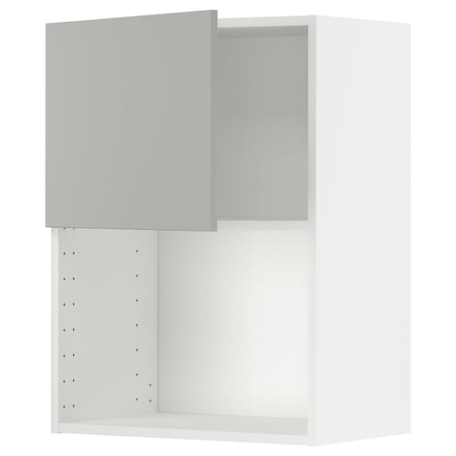 METOD ארון עליון למיקרוגל, לבן/Havstorp אפור בהיר, 60x80 ס"מ