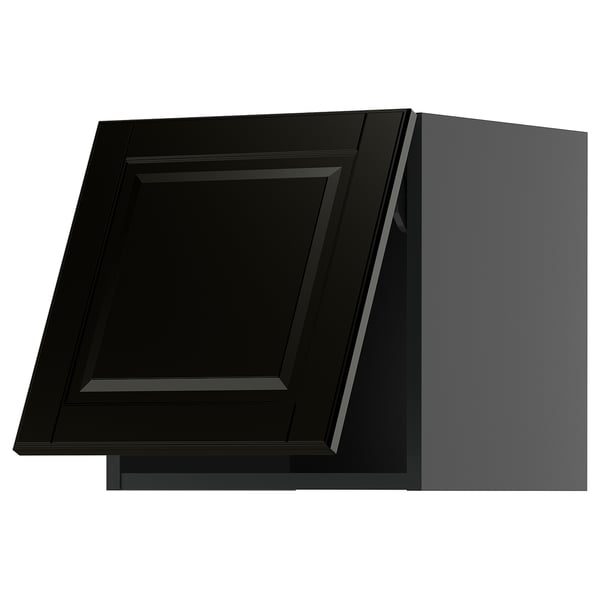 METOD ארון עליון אופקי, שחור-אפור/Bodbyn שחור, 40x40 ס"מ