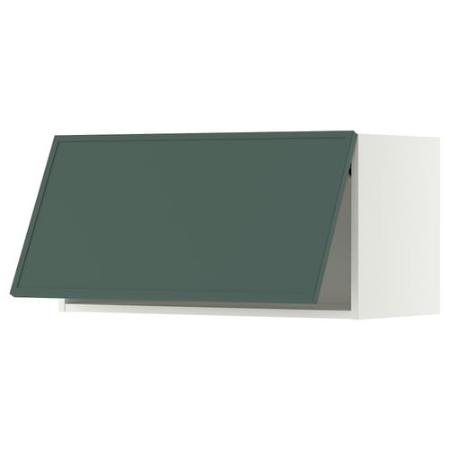 METOD ארון עליון אופקי, לבן/Aspudden אפור כהה-ירוק, 80x40 ס"מ