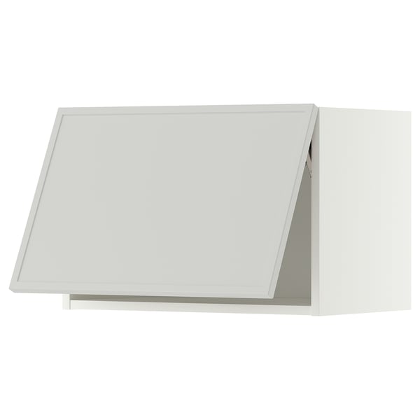 METOD ארון עליון אופקי, לבן/Aspudden אפור בהיר, 60x40 ס"מ
