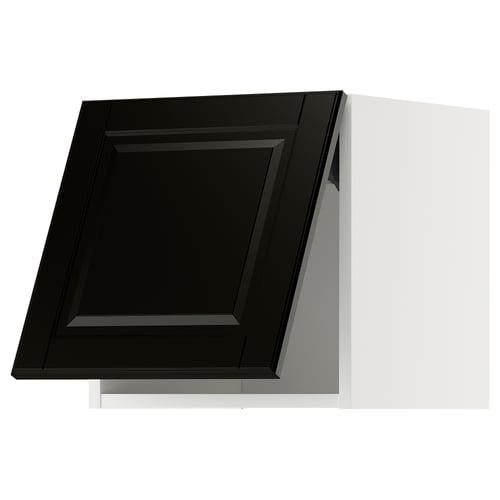 METOD ארון עליון אופקי, לבן/Bodbyn שחור, 40x40 ס"מ
