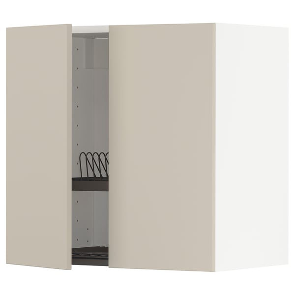 METOD ארון עליון עם מייבש כלים/2 דלתות, לבן/Havstorp בז', 60x60 ס"מ