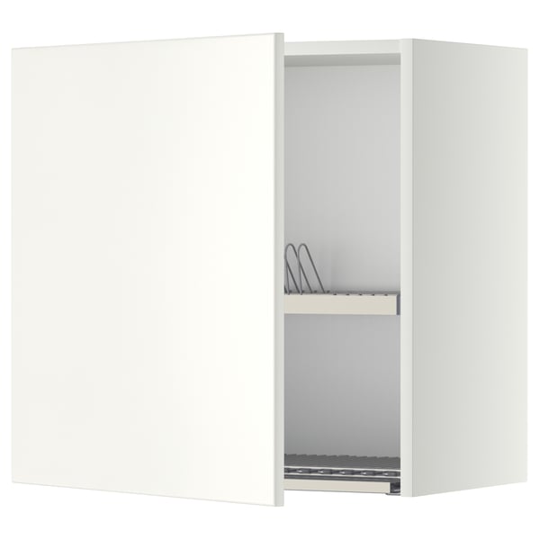 METOD ארון עליון עם מייבש כלים, לבן/Veddinge לבן, 60x60 ס"מ